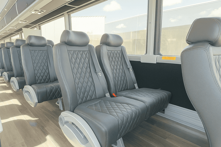 interior of Brownsville Coach Bus Service charter bus