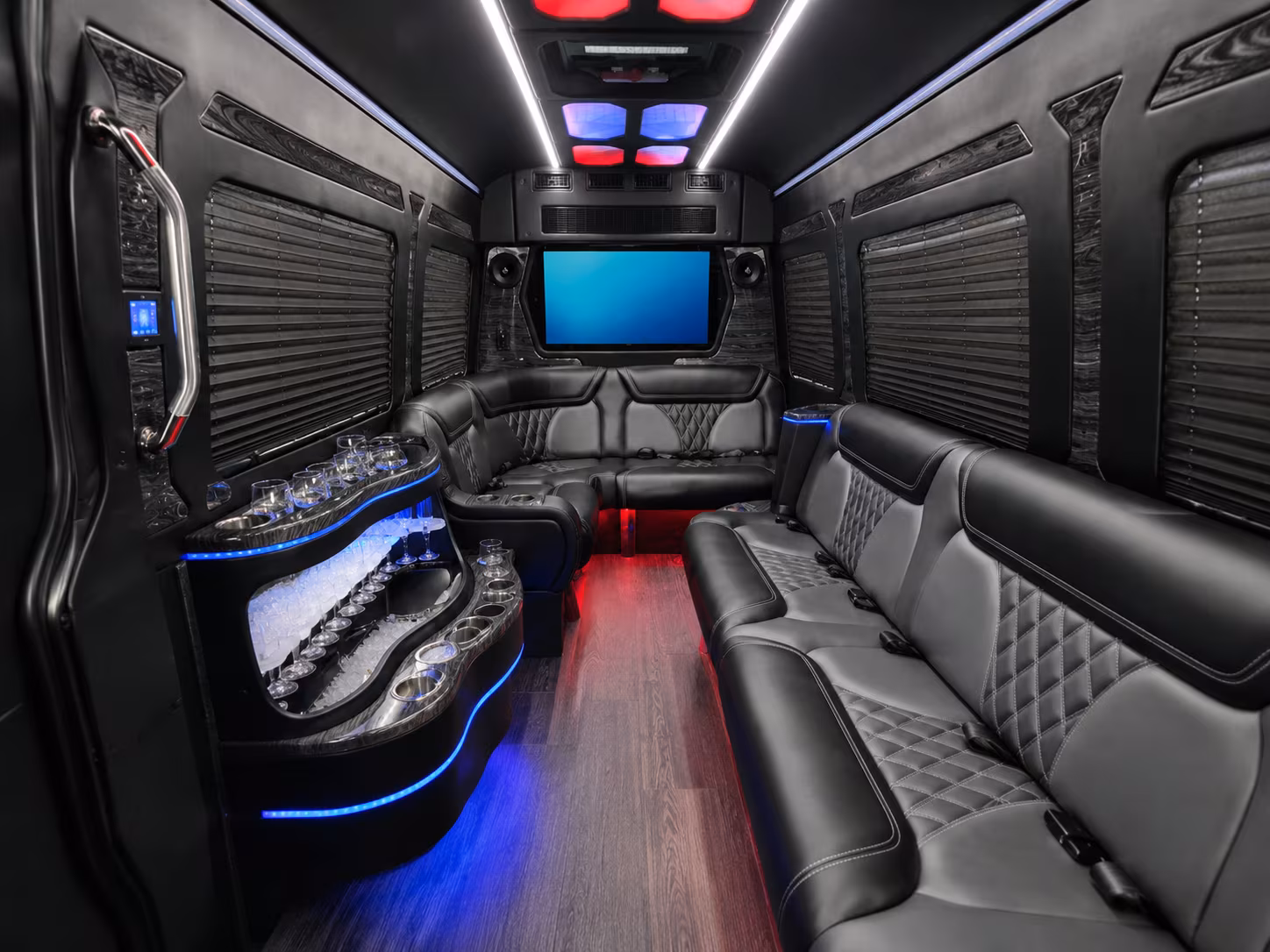brownsville 18 passenger party bus inside