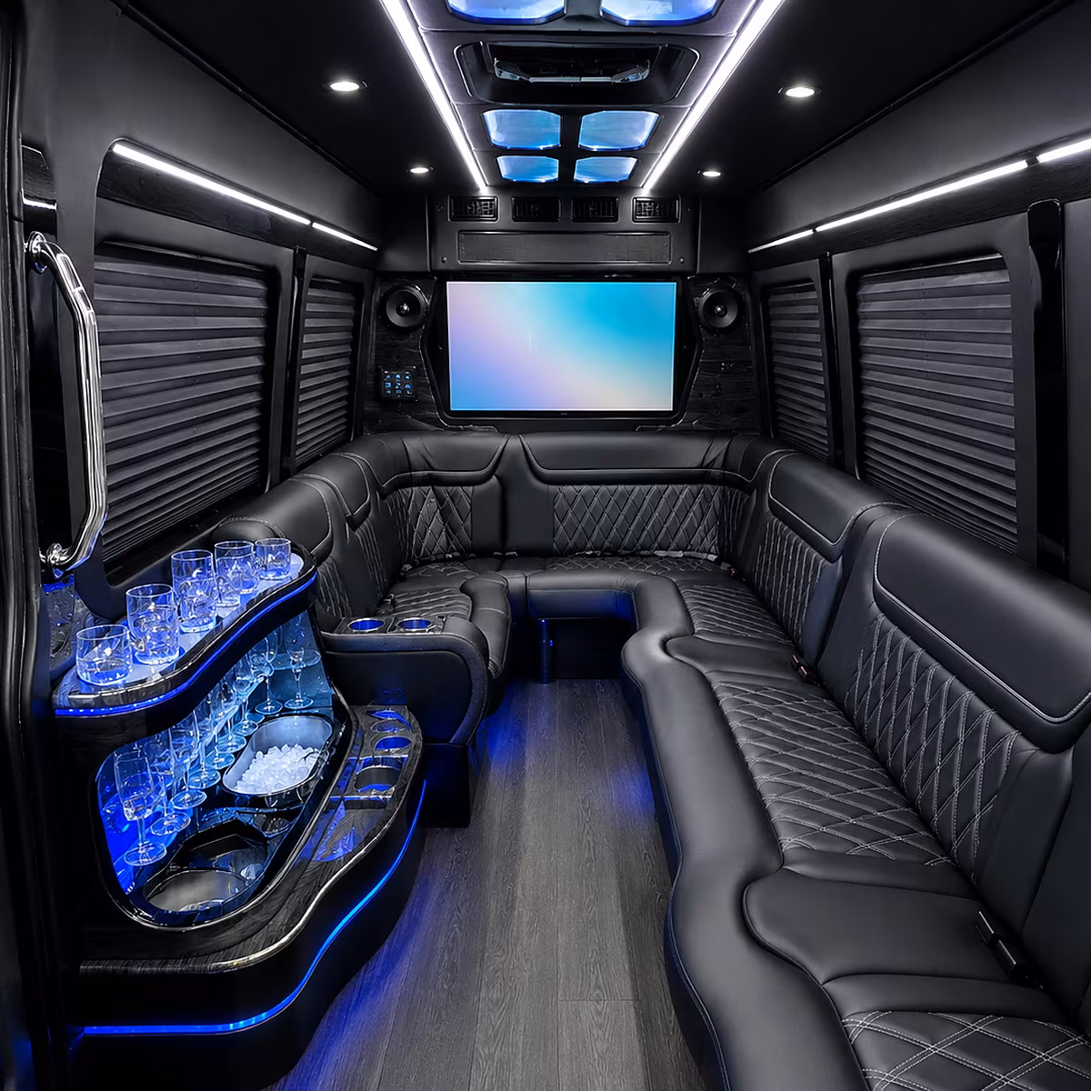 brownsville party bus rental interior